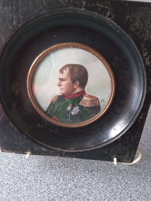 Antique 19thc Miniature Portrait Of Napoleon Bonaparte