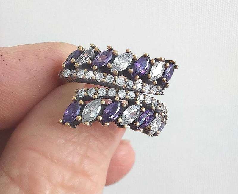 Authentic Turkish Ring with Amethysts and Topaz
