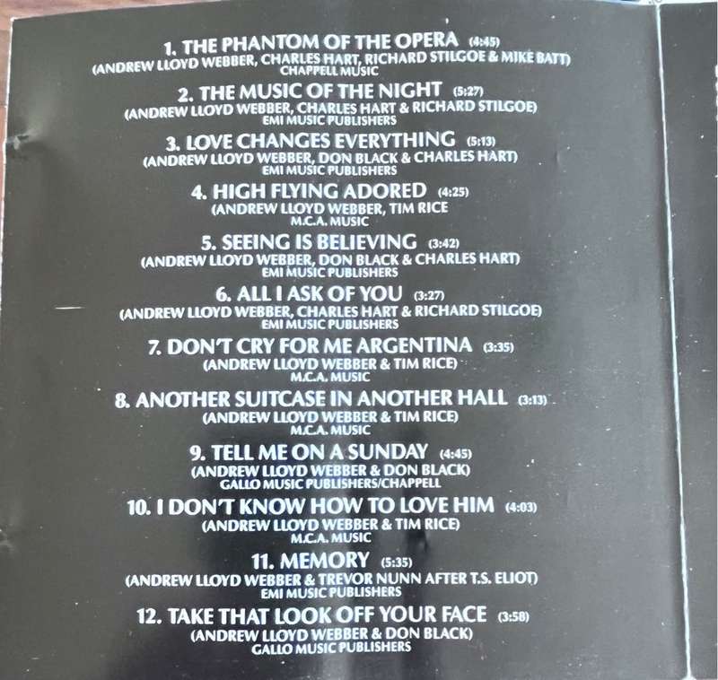 Richard Clayderman - The love songs of Andrew Lloyd Webber (1989) STARCD5634