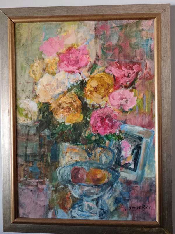 Rose Painting Framed by SA Artist Mollie Stiebel