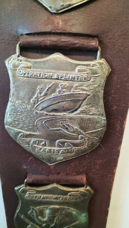 Rhodesian Leather Belt with Brass Military Plaques