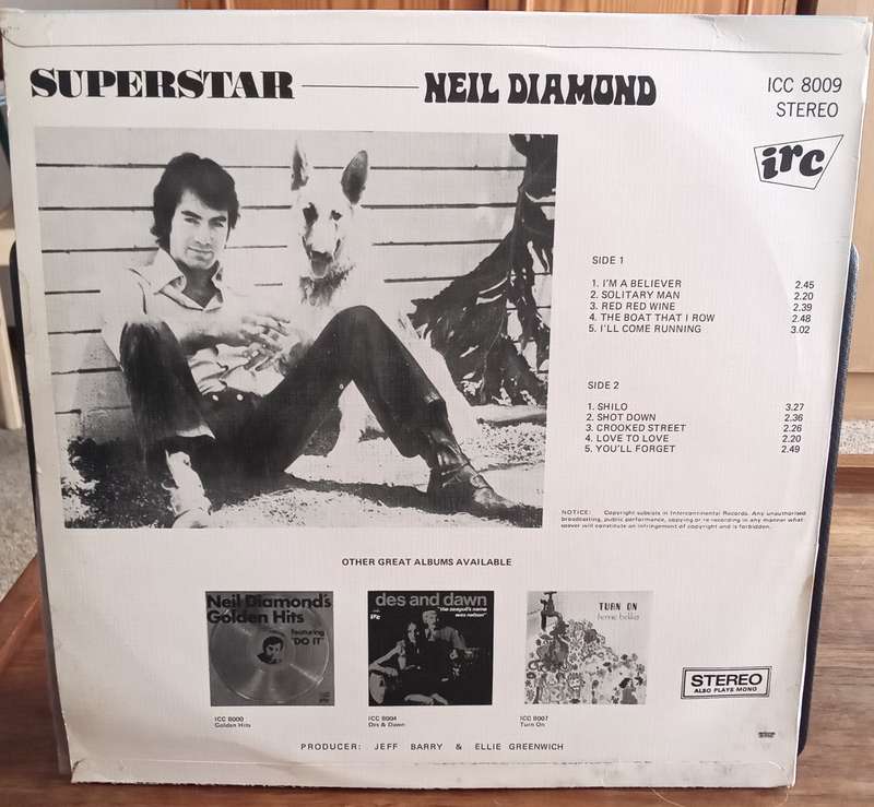 NEIL DIAMOND - SUPER STARS LP VINYL RECORD