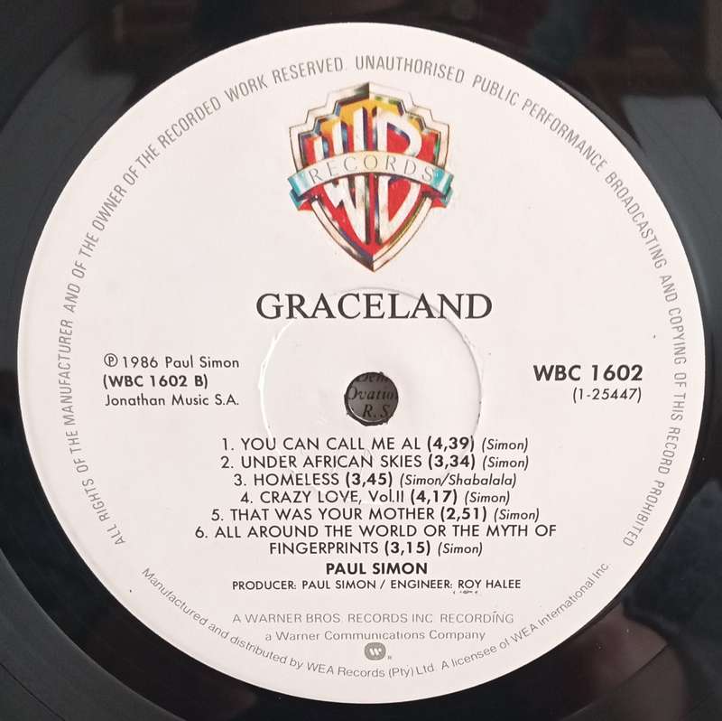PAUL SIMON - GRACELAND LP VINYL RECORD
