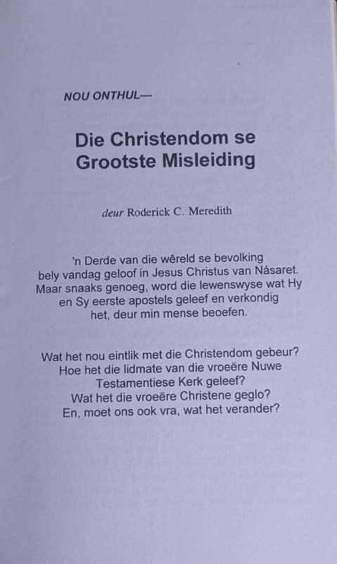 Die Christendom se grootste misleiding deur Roderick C Meredith