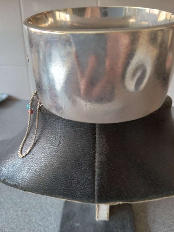Large Vintage Hallmarked Silver Hinge Bangle