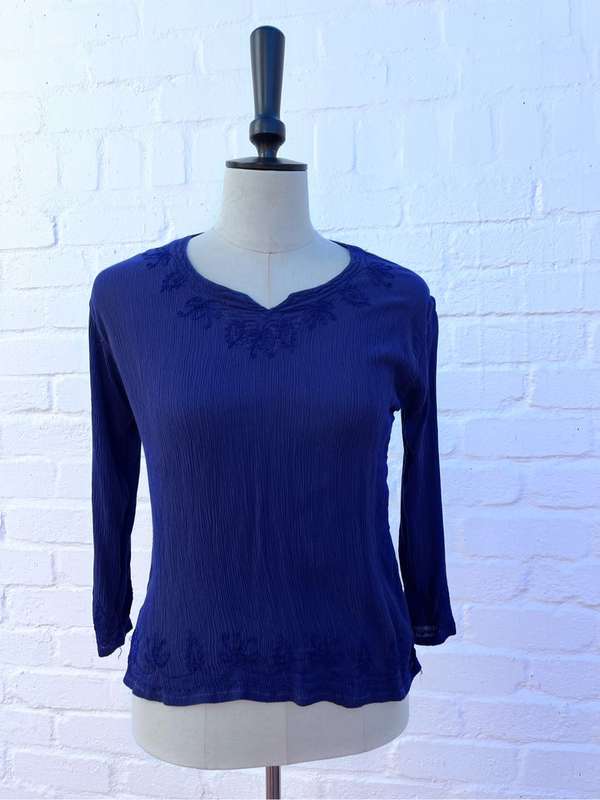 Beautiful deep blue viscose Indian top (small)
