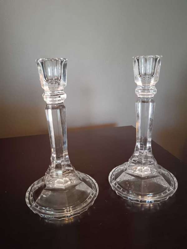Pair of Crystal Pillar Candleticks