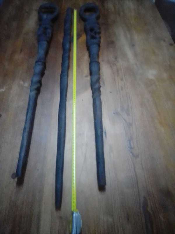 AFRICAN HAND CRAFTED WALKING STICKS X 3