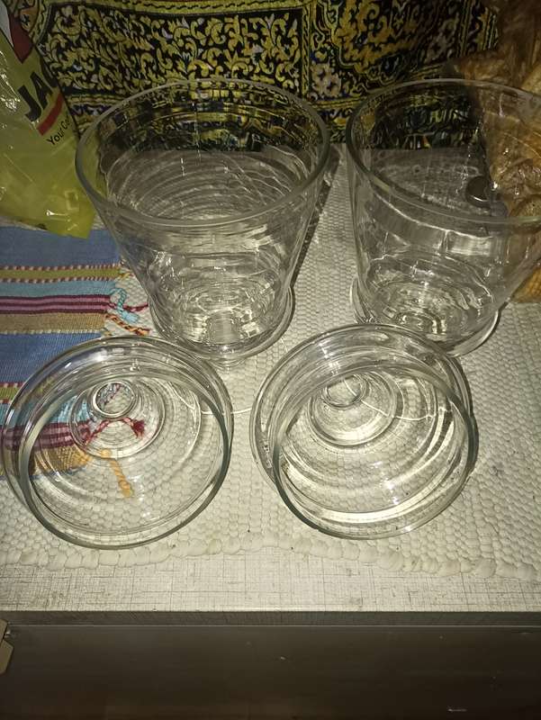 Glass biscuit jars X2