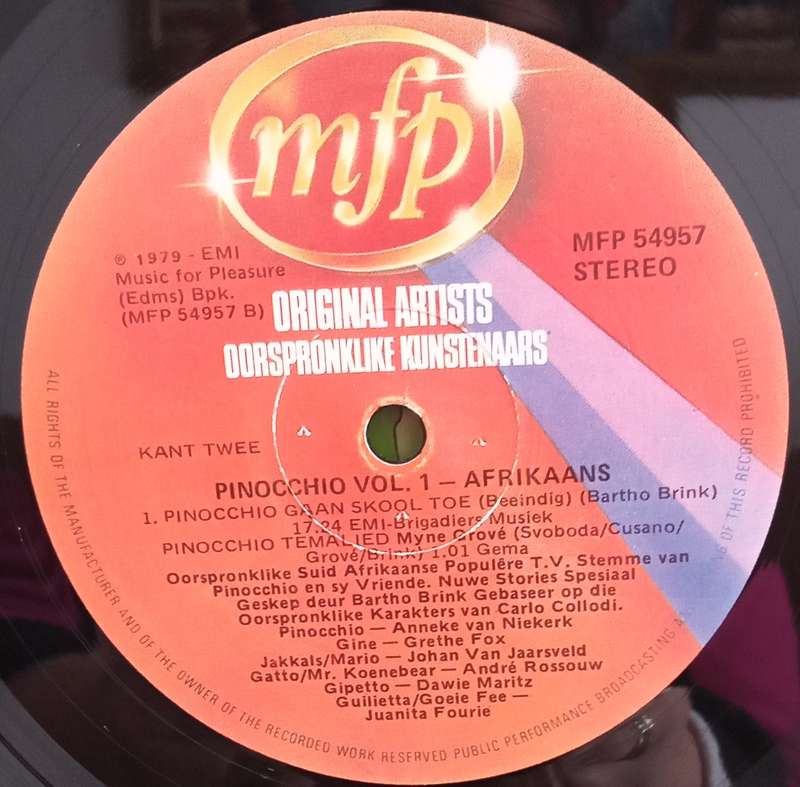 PINOCCHIO BEGIN SY LEWE - MYNIE GROVE LP VINYL RECORD AFRIKAANS