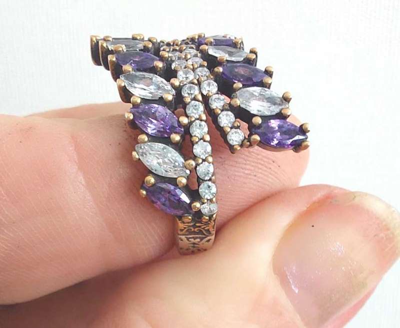 Authentic Turkish Ring with Amethysts and Topaz