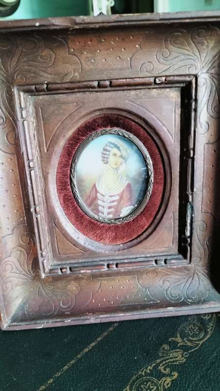 Miniature Portrait Painting of a Young Woman French in Style