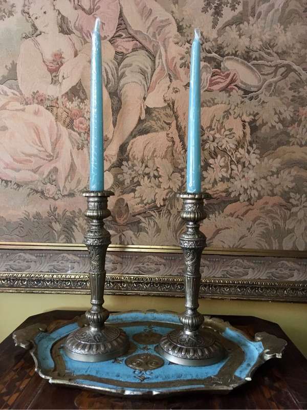 Vintage decorative candlesticks with floral design