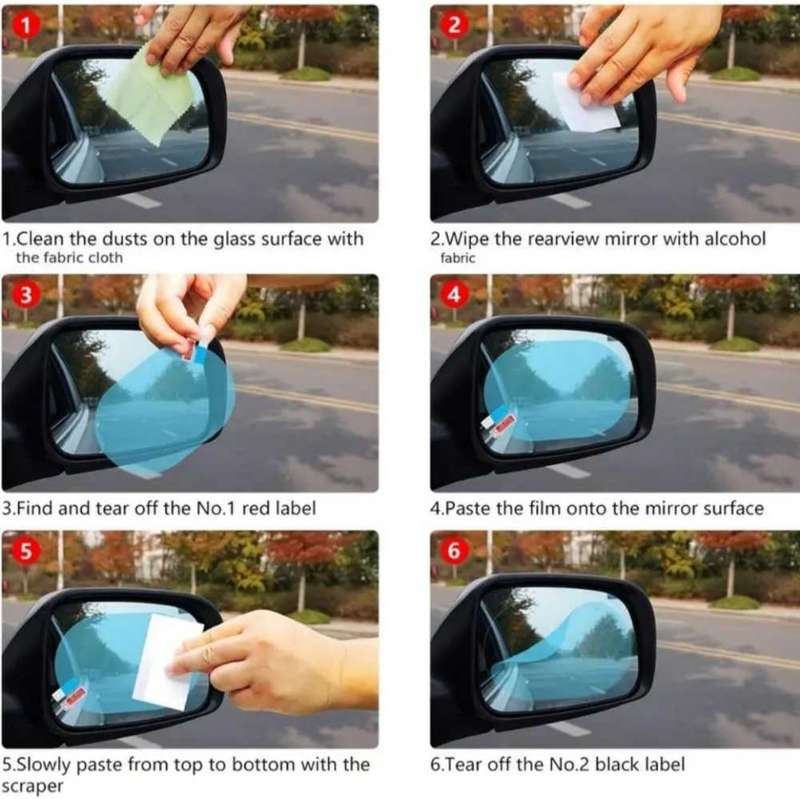 2pcs Car Rearview Mirror Protective Anti-fog Anti-glare Oval Film 100x145MM