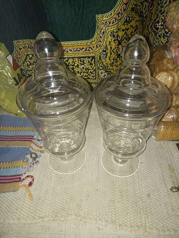 Glass biscuit jars X2