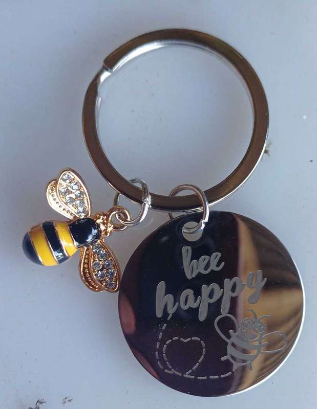 Bee happy keyring