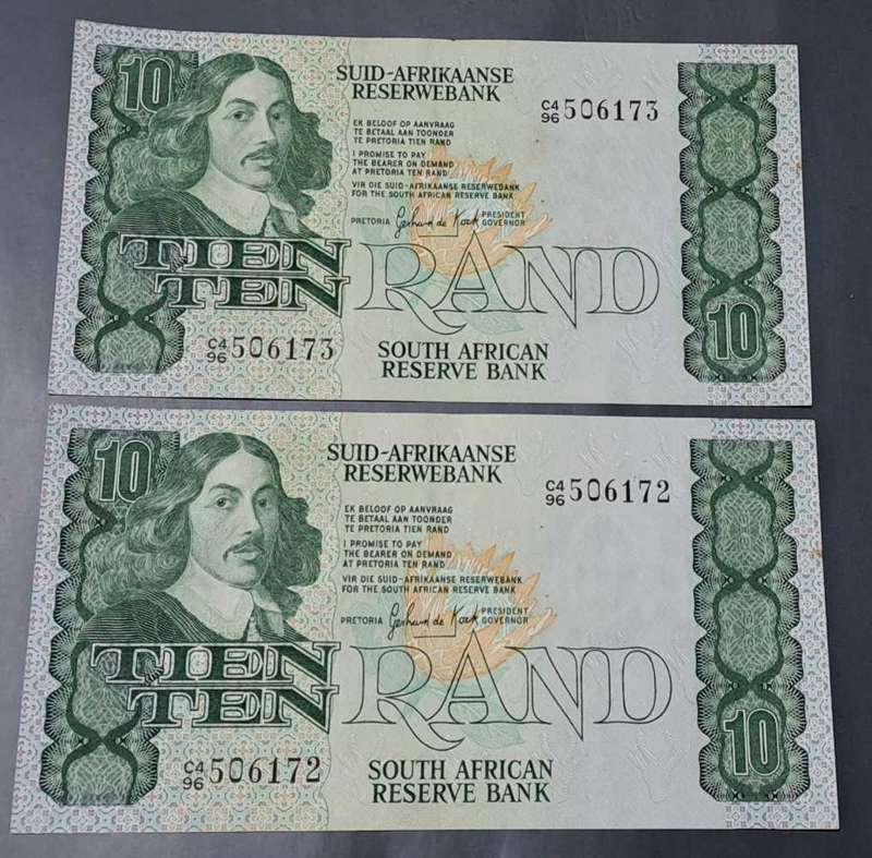 Consecutive pair 1981 Tien Rand GPC de Kock. Second issue