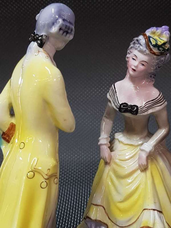 Set of 2 GOLDSCHEIDER GOLDCREST Victorian Porcelain Lady and Gentleman Figurine's.
