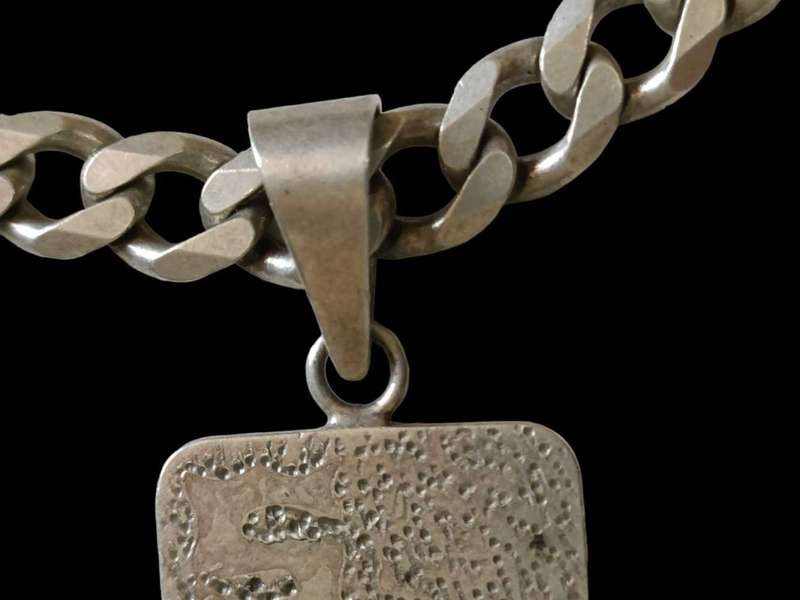 925 Sterling Silver, Vintage, 75,5g, Mens Neck Chain, Incl 27mm x 23mm Pendant