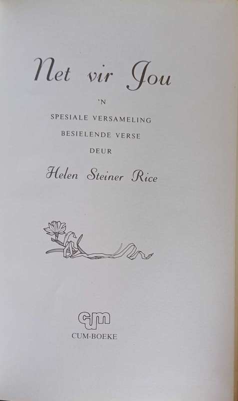Net vir jou deur Helen Steiner Rice
