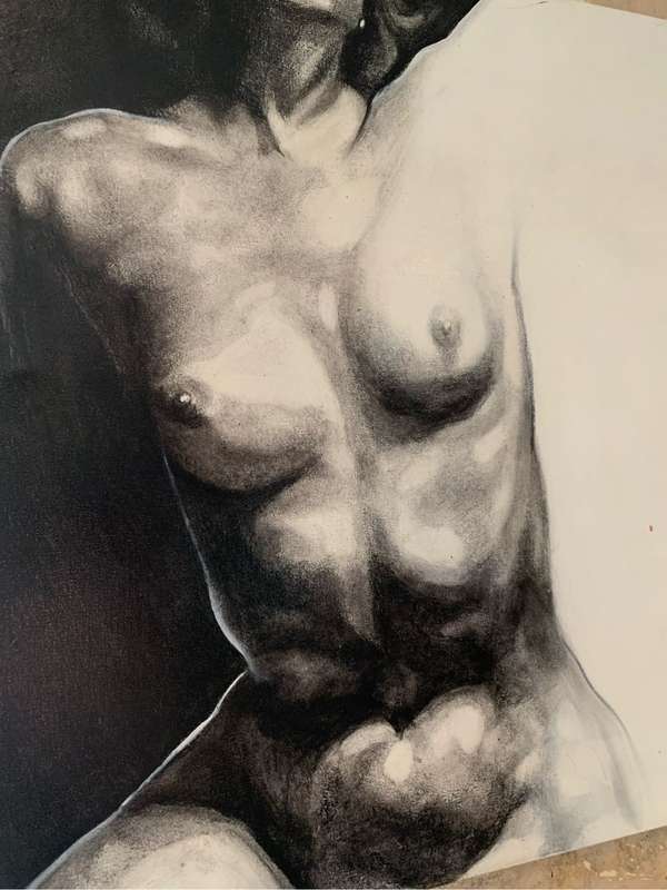 Full front nude painting by SA artist Hennie Kruger