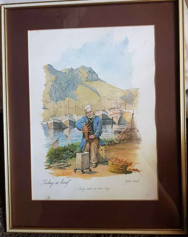 JOHN HALL  Lithograph Kreef Seller at Hout Bay