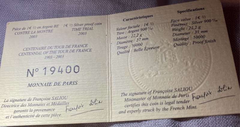 Monnaie de Paris Tour de France Gold and Silver Coin Set
