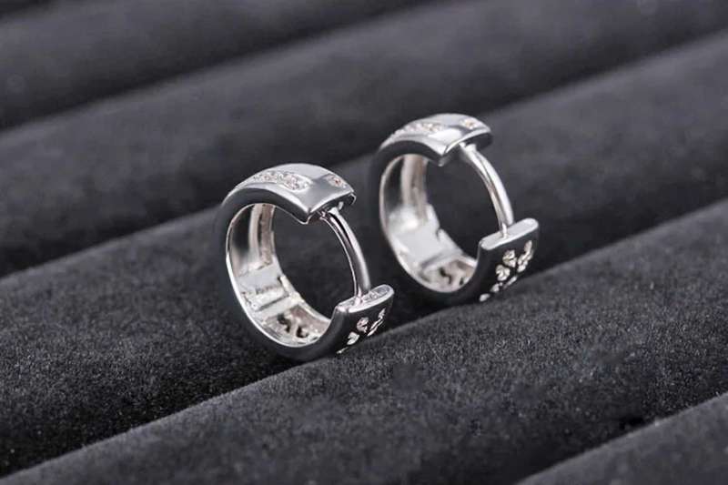 925 Silver CZ Huggie Earrings