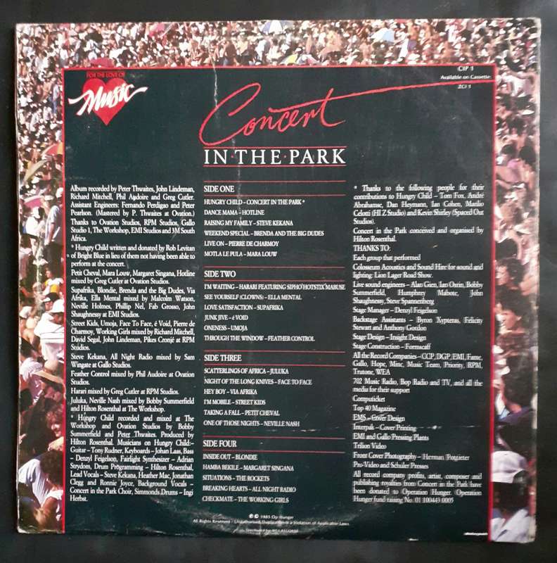 Concert In The Park Double LP Vinyl Record Set