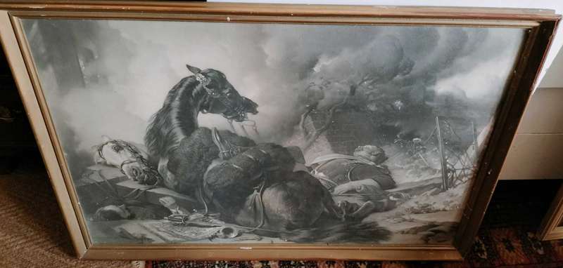 Large Framed Engraving  Titled ( War by Sir Edwin Landseer)