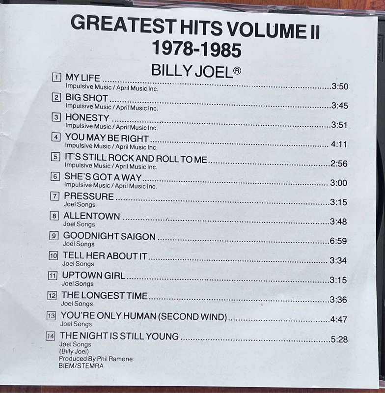 CD Billy Joel - Greatest Hits Volume II