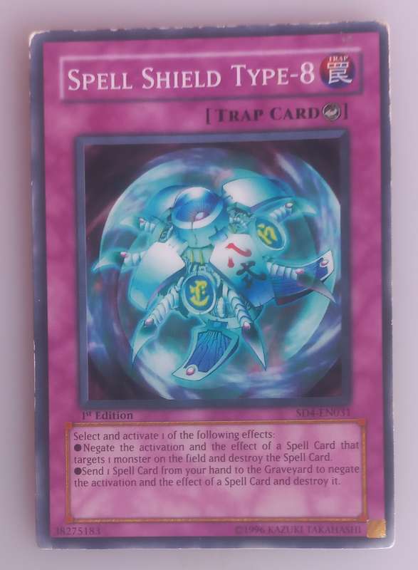Yu-Gi-Oh! Spell shield type 8, 1st edition card