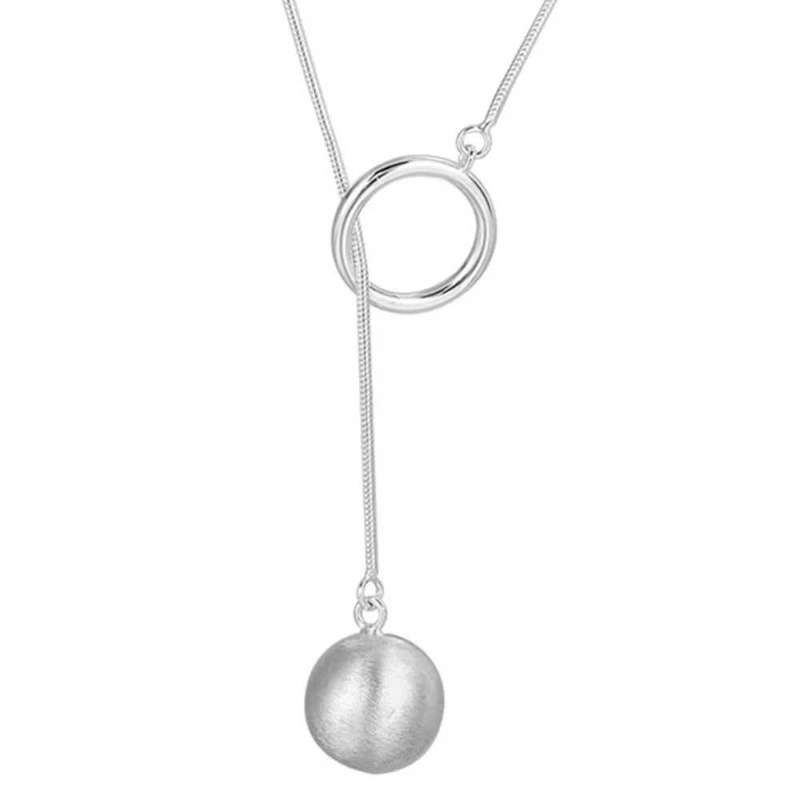 925 Silver Brushed Bead Ball Necklace