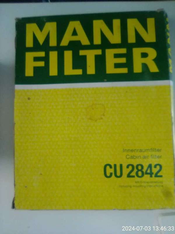 MANN CABIN AIR FILTER CU 2842 ( PORSCHE / VW & AUDI )