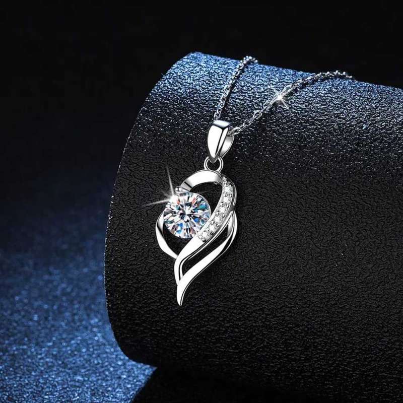 Necklace Sterling Silver 925 Moissante Diamond Elegant Lux Geometic Pendant