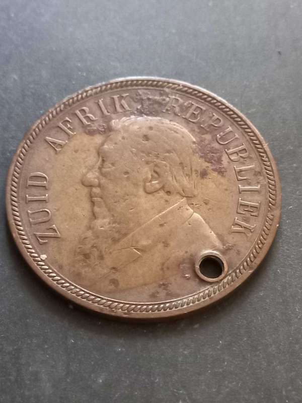 1894 ZAR Penny. Holed. Low mintage. Nice filler