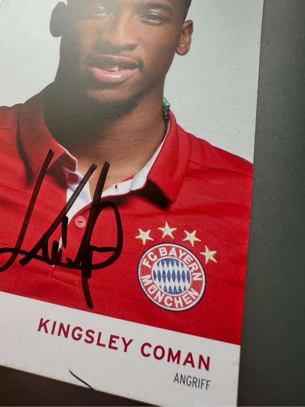 AUTHENTIC AUTOGRAPH BY KINGSLEY COMAN - ON ORIGINAL BAYERN AUTOGRAPH CARD
