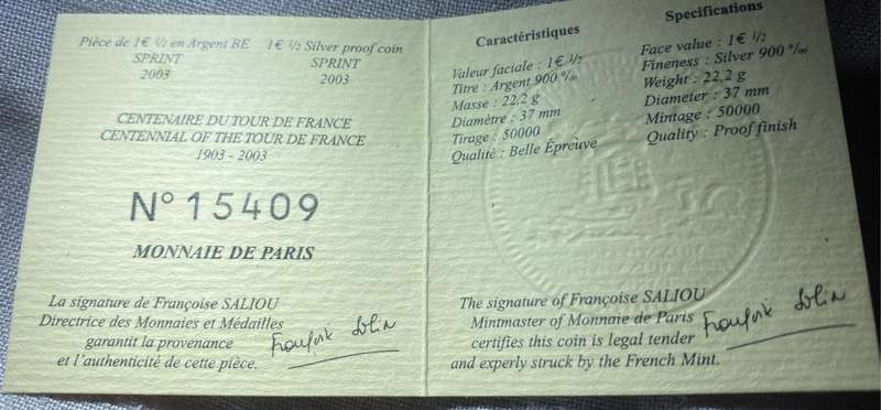 Monnaie de Paris Tour de France Gold and Silver Coin Set
