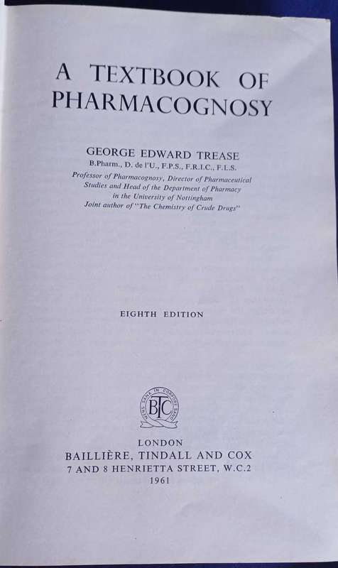 A textbook of pharmacognosy
