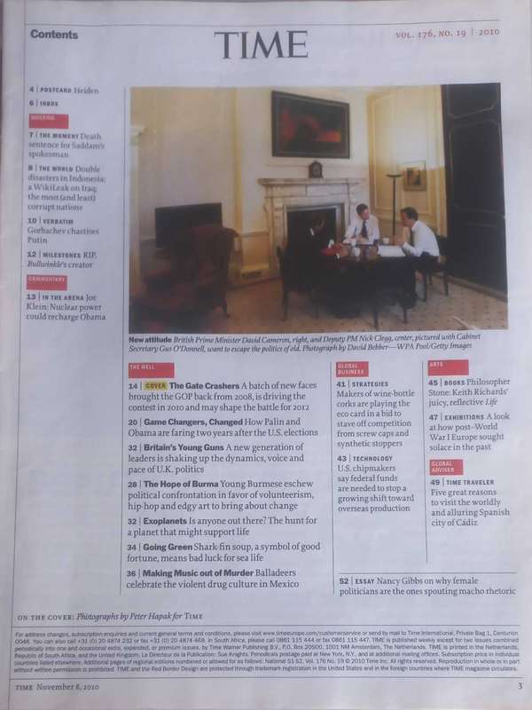Time magazine November 8, 2010