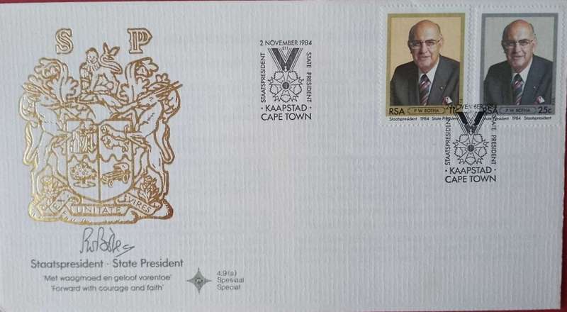 Rsa fdc #4.9a p.w.botha statepresident 1984 fdc