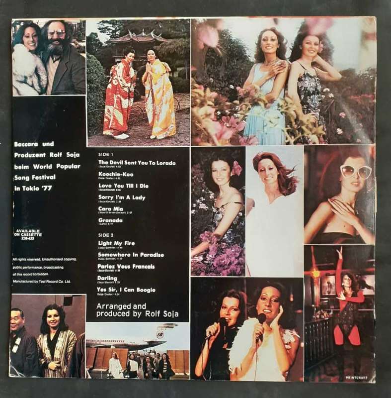 Baccara - The Hits of Baccara LP Vinyl Record