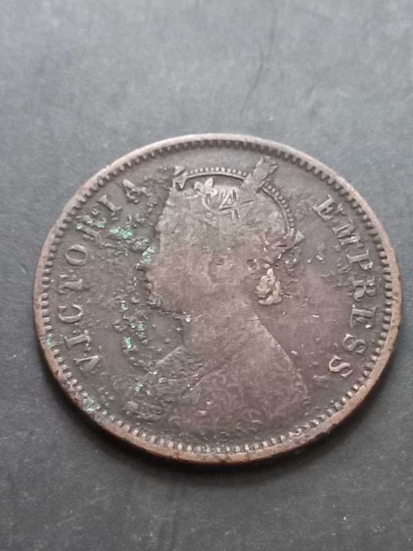 1882 India Quarter Anna. Worn