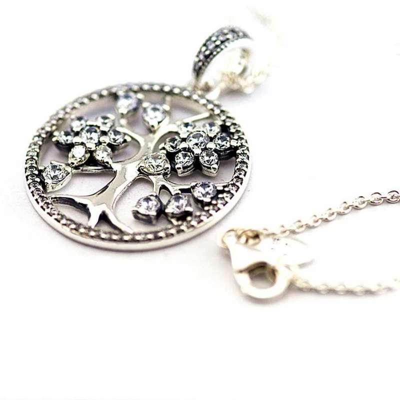 925 Silver Vintage Tree of Life CZ Necklace