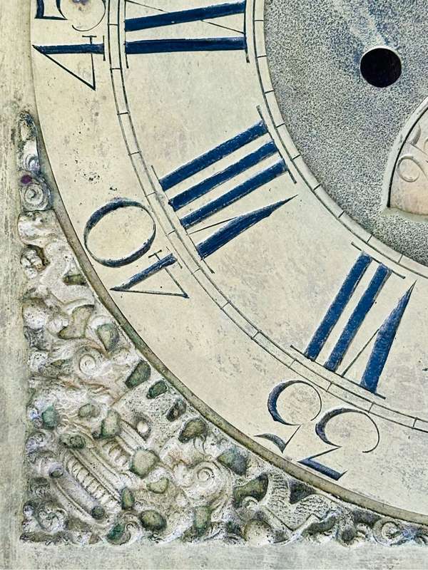 JOHN WYLDE NOTTINGHAM Large Heavy Brass Clock Face/Dial circa 1700s (31cmx31cm)