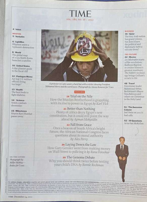 Time magazine December 24, 2012