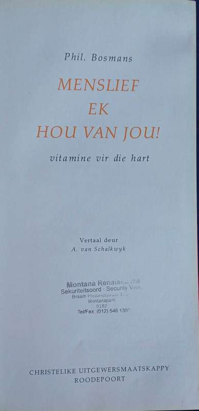 Menslief ek hou van jou deur Phil Bosmans