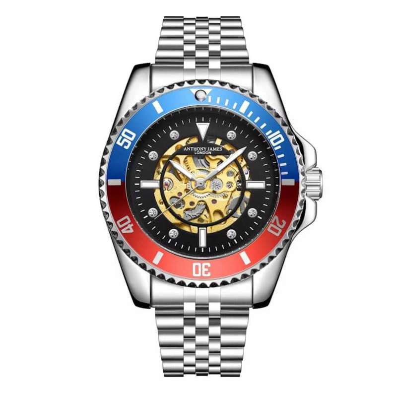 Anthony James Limited Edition Skeleton Sports Automatic Watch Steel