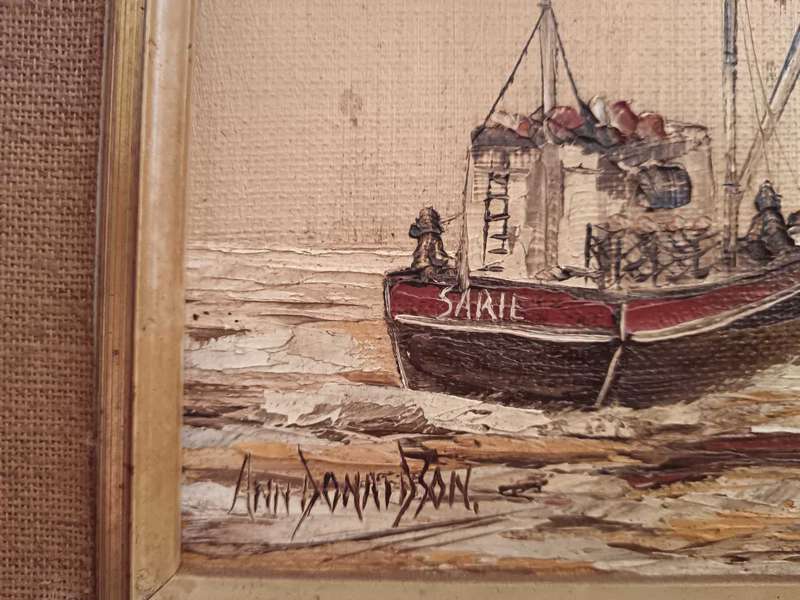 Framed Painting of Fishing Trawler by SA Artist Ann Donaldson