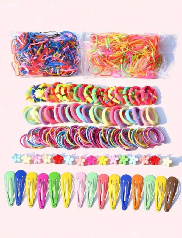 780pcs Elastic Hair Ropes,Headwear Combination Set Girl Hair Band Hair Clip Set Children Hairpin Set